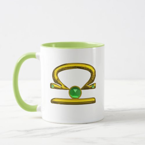 LIBRA  GOLD ZODIAC BIRTHDAY JEWELS WITH EMERALD MUG