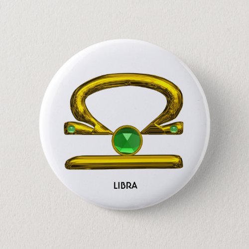 LIBRA Gold Zodiac Birthday Sign Pinback Button