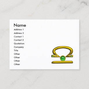 LIBRA GOLD ZODIAC JEWEL Green Emerald Business Card