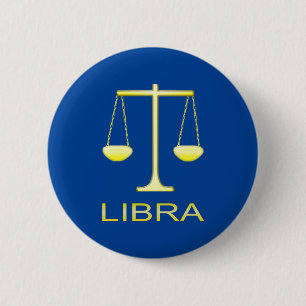 Libra Golden Scales Star Sign Button