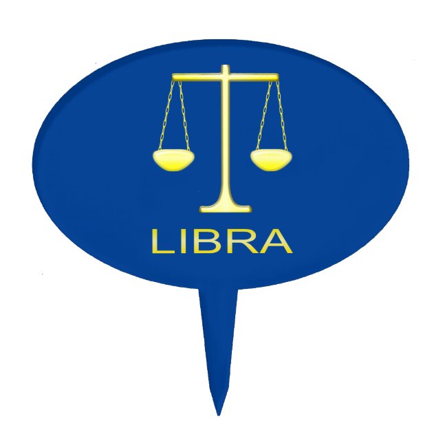 Libra Golden Scales Star Sign Cake Topper (Front)