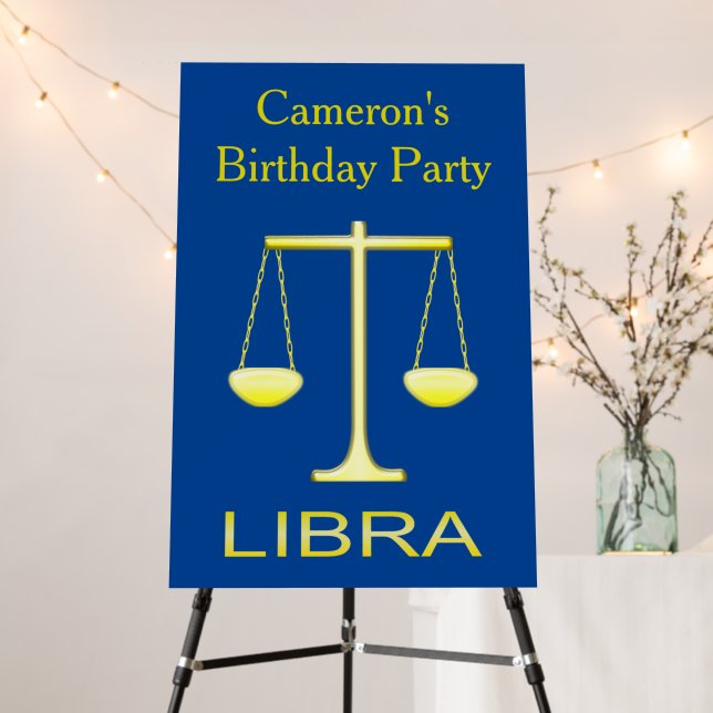 Libra Golden Scales Star Sign Custom Birthday (In Situ (Stand))