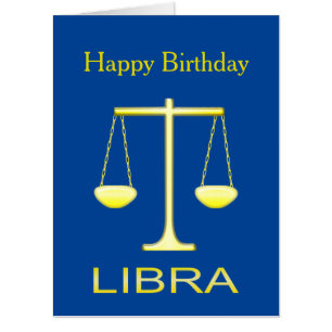 Libra Golden Scales Star Sign Custom Birthday Card