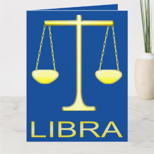 Libra Golden Scales Star Sign Custom Birthday Card