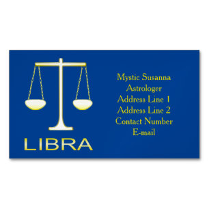 Libra Golden Scales Star Sign Custom Business Card Magnet