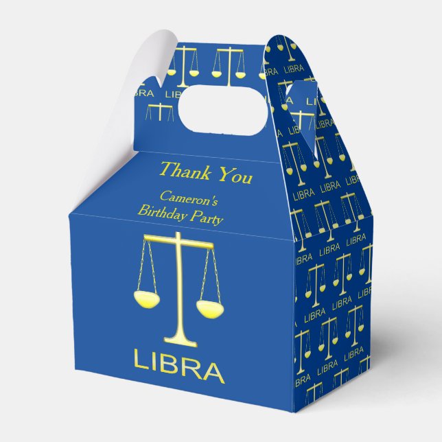 Libra Golden Scales Star Sign Custom Favor Boxes (Front Side)