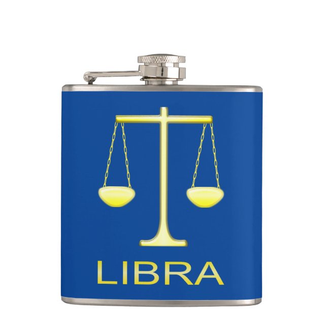 Libra Golden Scales Star Sign Flask (Front)