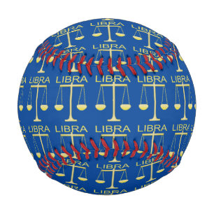 Libra Golden Scales Star Sign Patterned Baseball