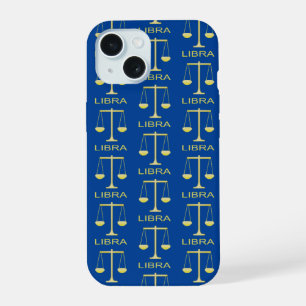Libra Golden Scales Star Sign Patterned iPhone 15 Case