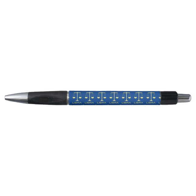 Libra Golden Scales Star Sign Patterned Pen (Front)