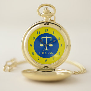 Libra Golden Scales Star Sign Pocket Watch