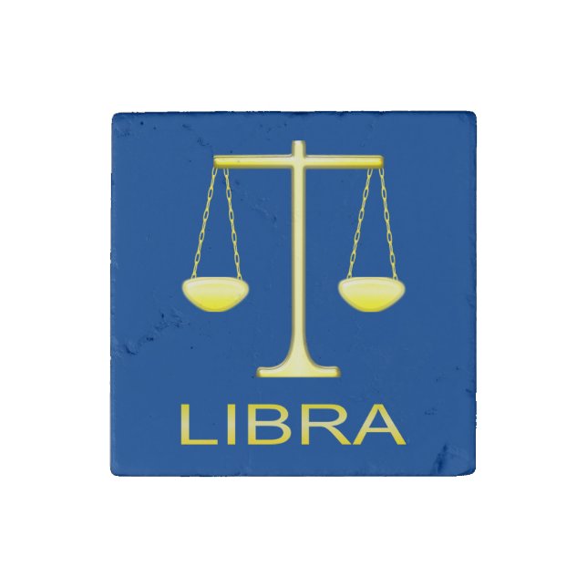 Libra Golden Scales Star Sign Stone Magnet (Front)