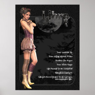 Libra Gothic Zodiac Birthday Print / Poster