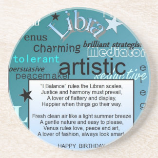 LIBRA GREETING DRINK COASTER