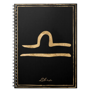 Libra hammered gold stylized astrology symbol notebook