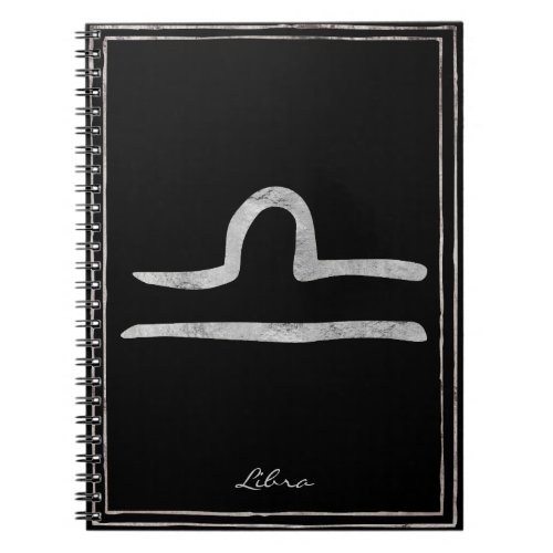 Libra hammered silver stylized astrology symbol  notebook