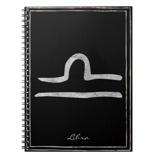 Libra hammered silver stylized astrology symbol  notebook (Front)