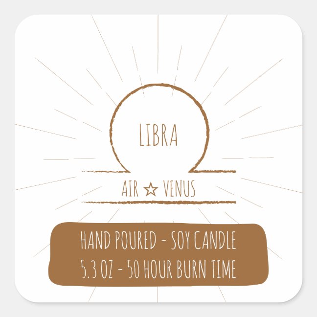 Libra hand Poured Soy Candle Label