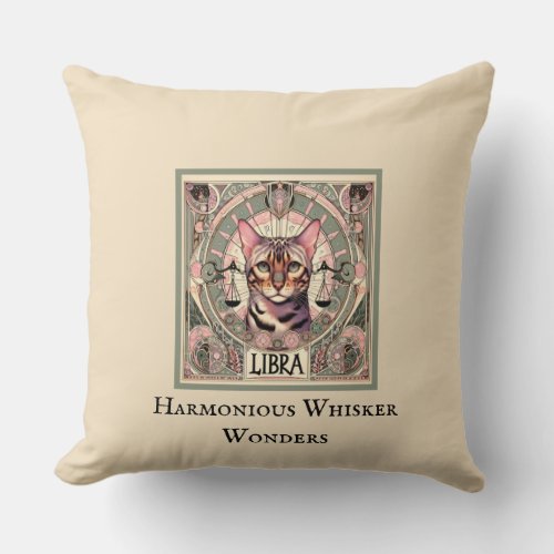 Libra Harmonious Whisker Wonders Throw Pillow