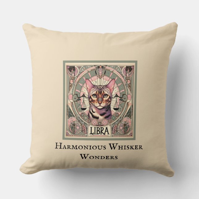 Libra Harmonious Whisker Wonders Throw Pillow (Front)