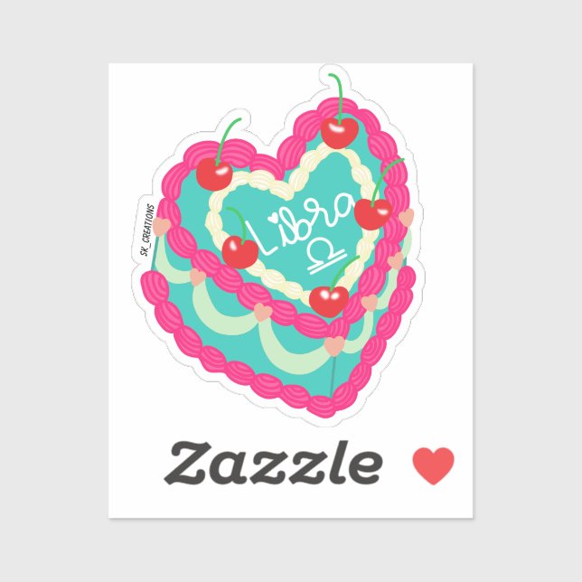 Libra Heart Cake Sticker (Sheet)