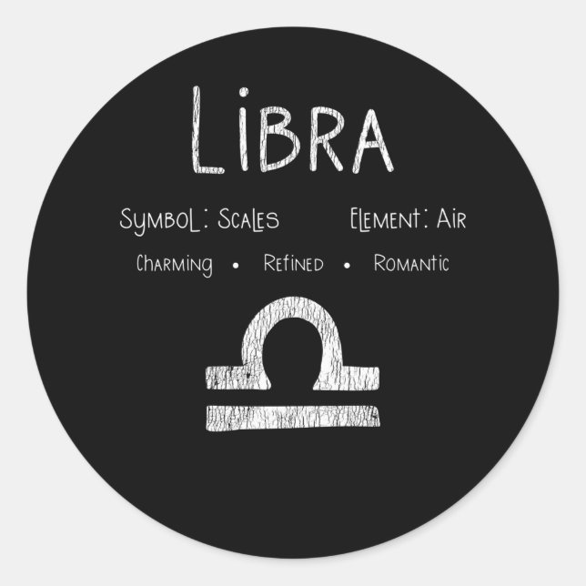 Libra Horoscope Astrology Star Sign Birthday Gift Classic Round Sticker (Front)