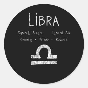 Libra Horoscope Astrology Star Sign Birthday Gift Classic Round Sticker