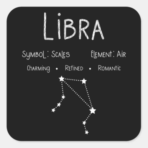 Libra Horoscope Astrology Star Sign Birthday Gift Square Sticker