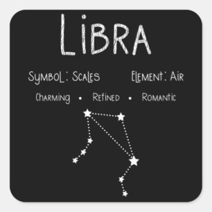 Libra Horoscope Astrology Star Sign Birthday Gift Square Sticker
