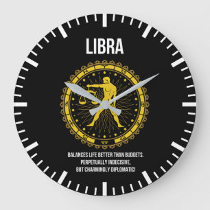 Libra - Horoscope, Funny Zodiac Sign Humor Large Clock