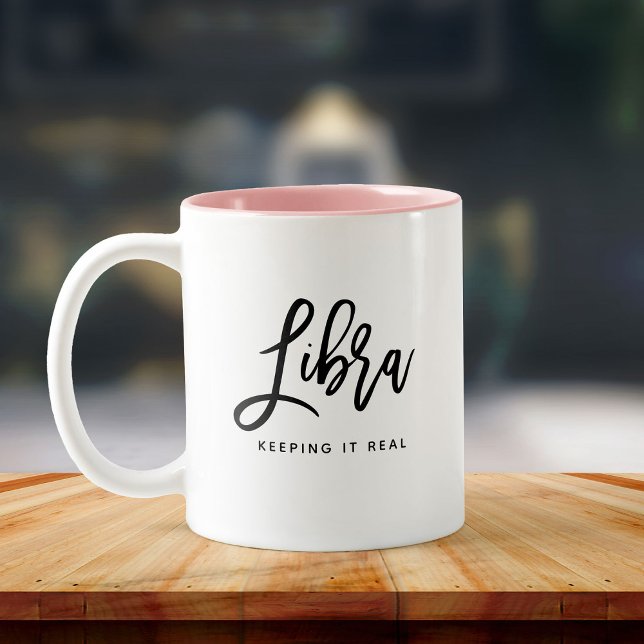 Libra Horoscope Modern Script Chic Zodiac Sign Two-Tone Coffee Mug (Creator Uploaded)