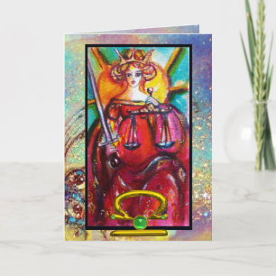 LIBRA,JUSTICE TAROT ASTROLOGY ZODIAC BIRTHDAY CARD
