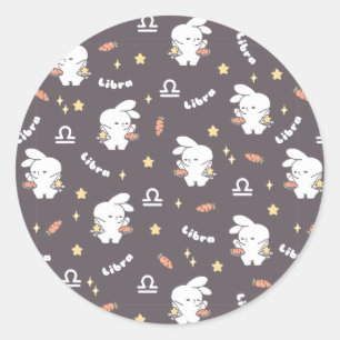 Libra Loppi Tokki Bunny Zodiac Pattern II Classic Round Sticker