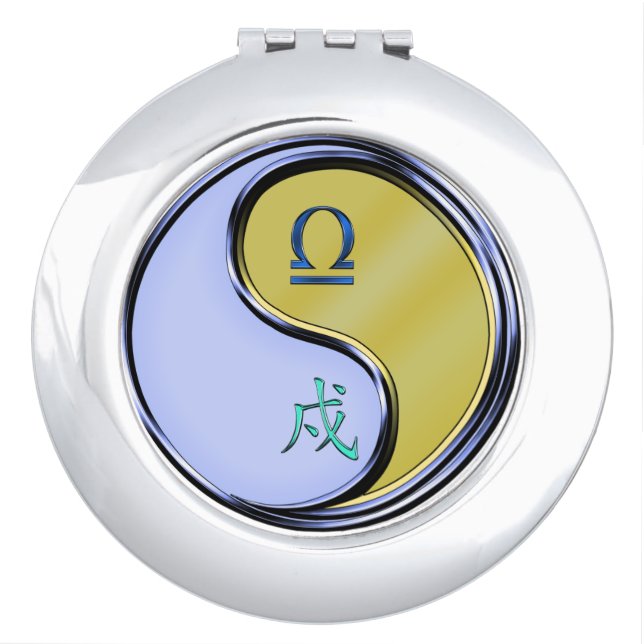 Libra & Metal Dog Compact Mirror (Front)