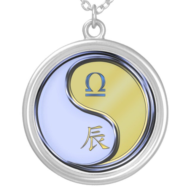 Libra & Metal Dragon Silver Plated Necklace (Front)