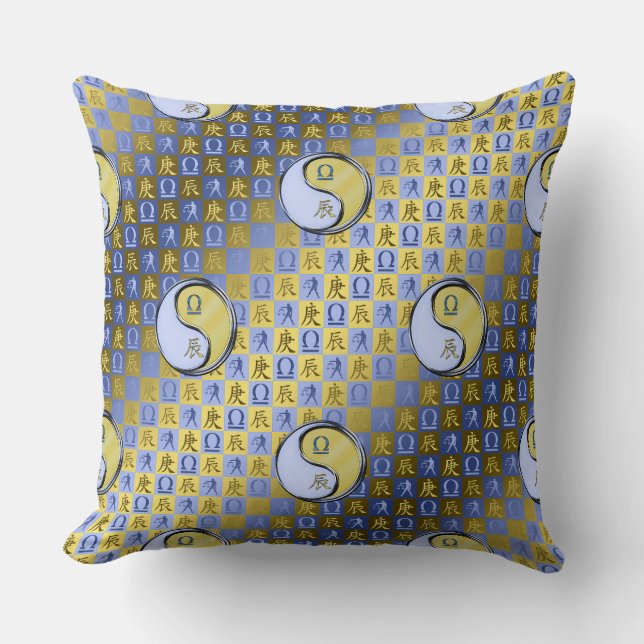 Libra & Metal Dragon Throw Pillow (Front)