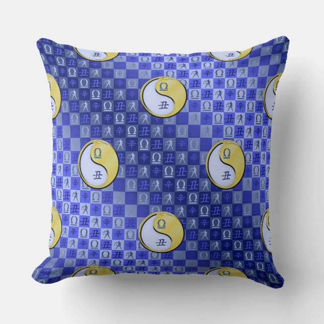 Libra & Metal Ox Throw Pillow (Front)