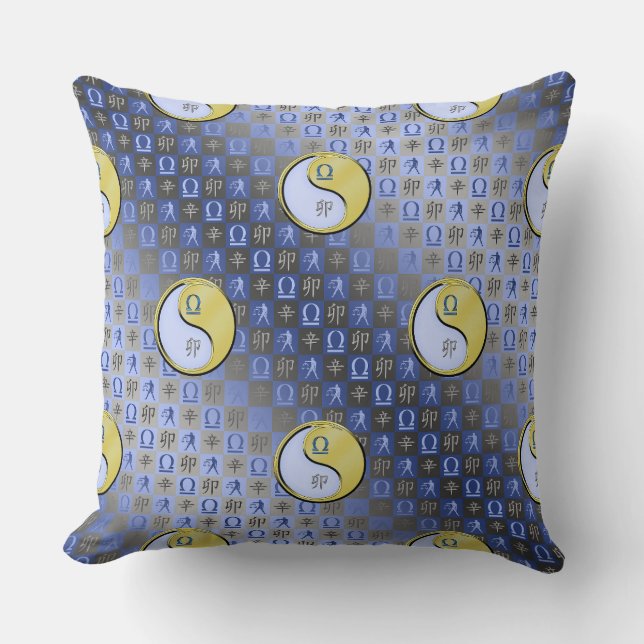 Libra & Metal Rabbit Throw Pillow (Front)