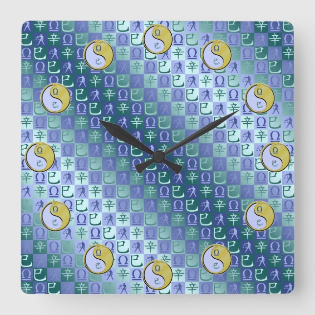 Libra & Metal Snake Square Wall Clock (Front)