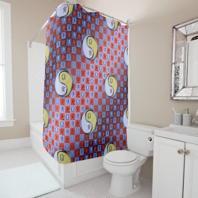 Libra & Metal Tiger Shower Curtain (In Situ)