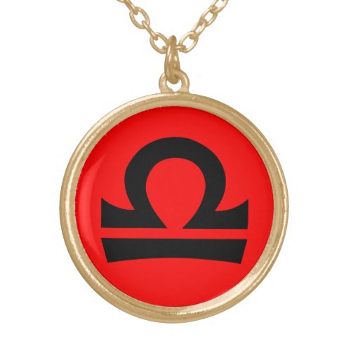 Libra Necklace Black Red w Gold Finish