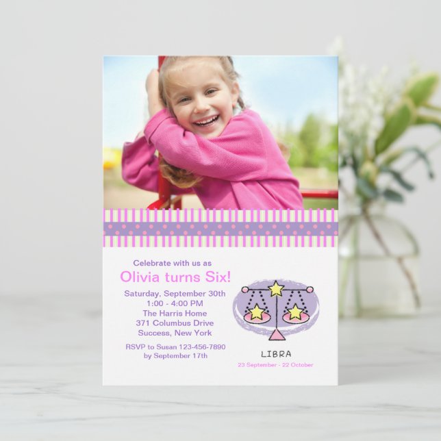 Libra Photo Birthday Party Invitation Zazzle