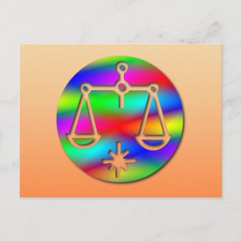 Libra Rainbow Scales Zodiac Star Sign Postcard by zodiac_shop at Zazzle
