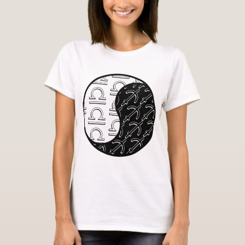 Libra Sagittarius yin yang zodiac couple T_Shirt