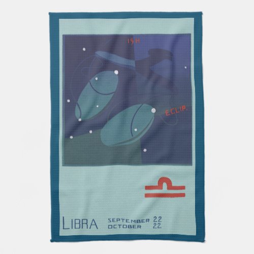 Libra Scale Constellation Vintage Zodiac Astrology Kitchen Towel