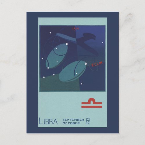 Libra Scale Constellation Vintage Zodiac Astrology Postcard