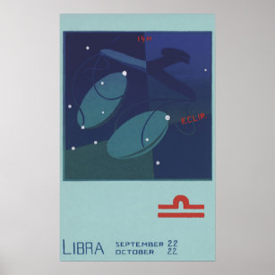 Libra Scale Constellation Vintage Zodiac Astrology Poster