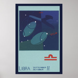 Libra Scale Constellation Vintage Zodiac Astrology Poster