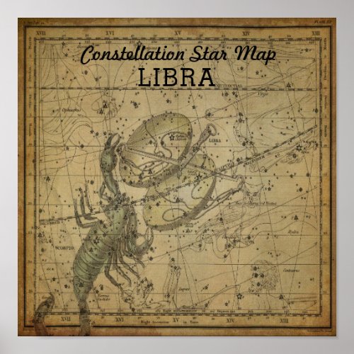 Libra Scales Constellation Star Map Scorpio Nov Poster