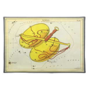 Libra Scales Vintage Constellation Urania's Mirror Cloth Placemat